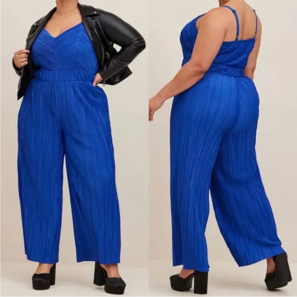 Torrid Electric Blue Pleated Jumpsuit Sz 1